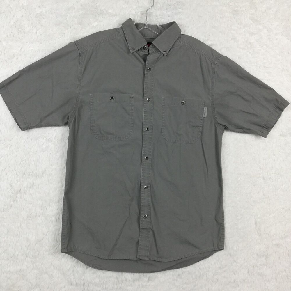 Wolverine Mens Shirt Button Up‎ Gray Short Sleeve Outdoor Casual M